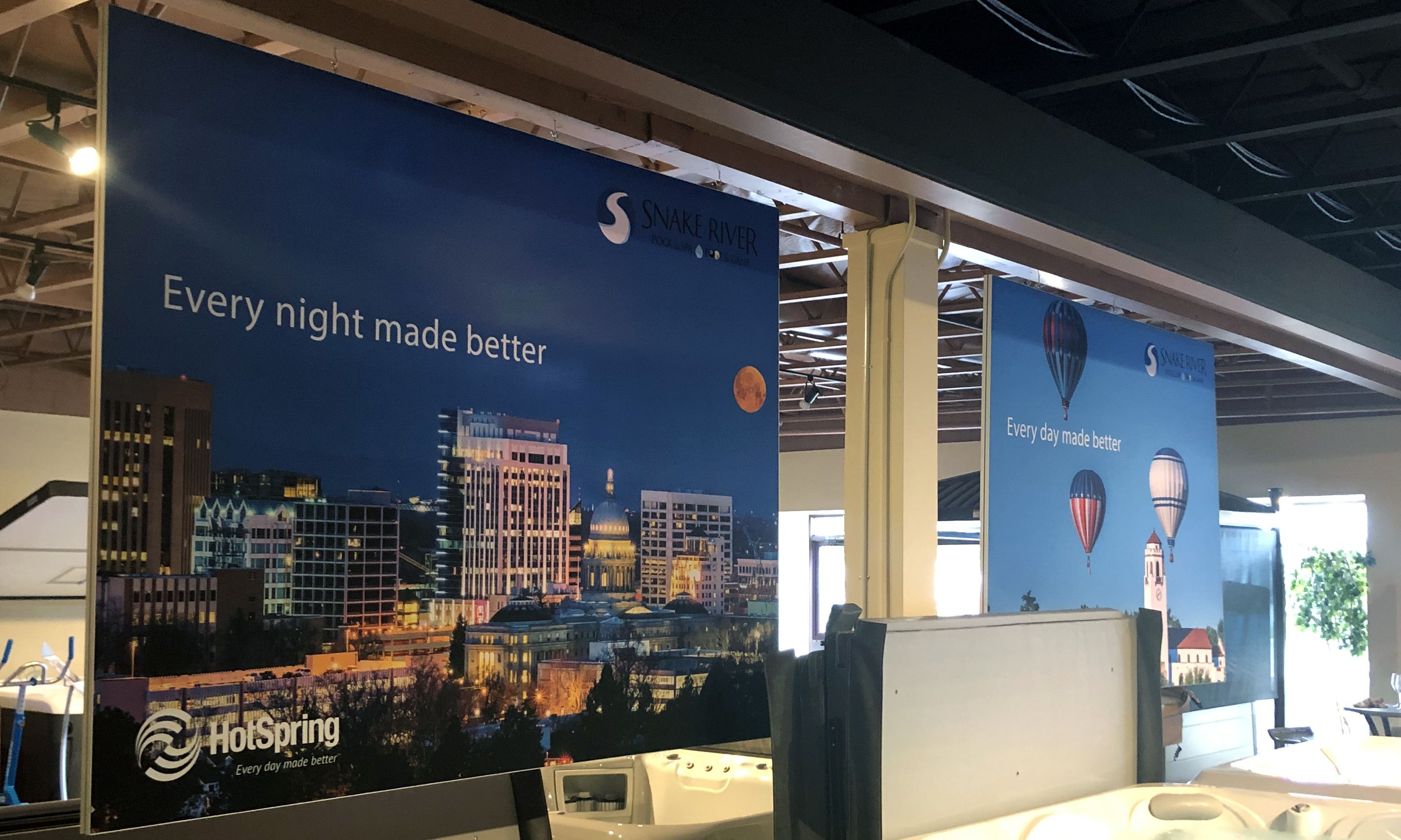 Fabric indoor office banner for Every night made better